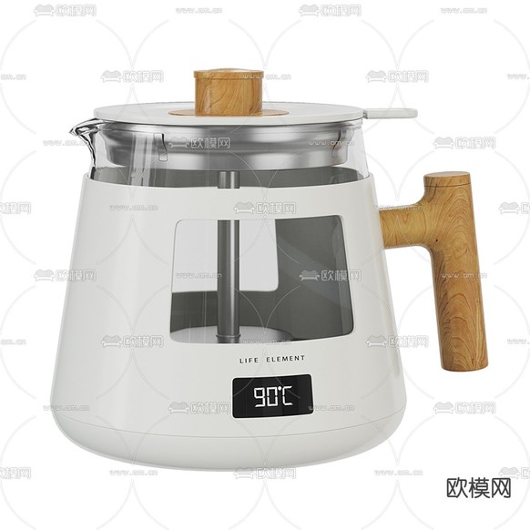 养生壶热水壶3d模型下载(渲染图1)