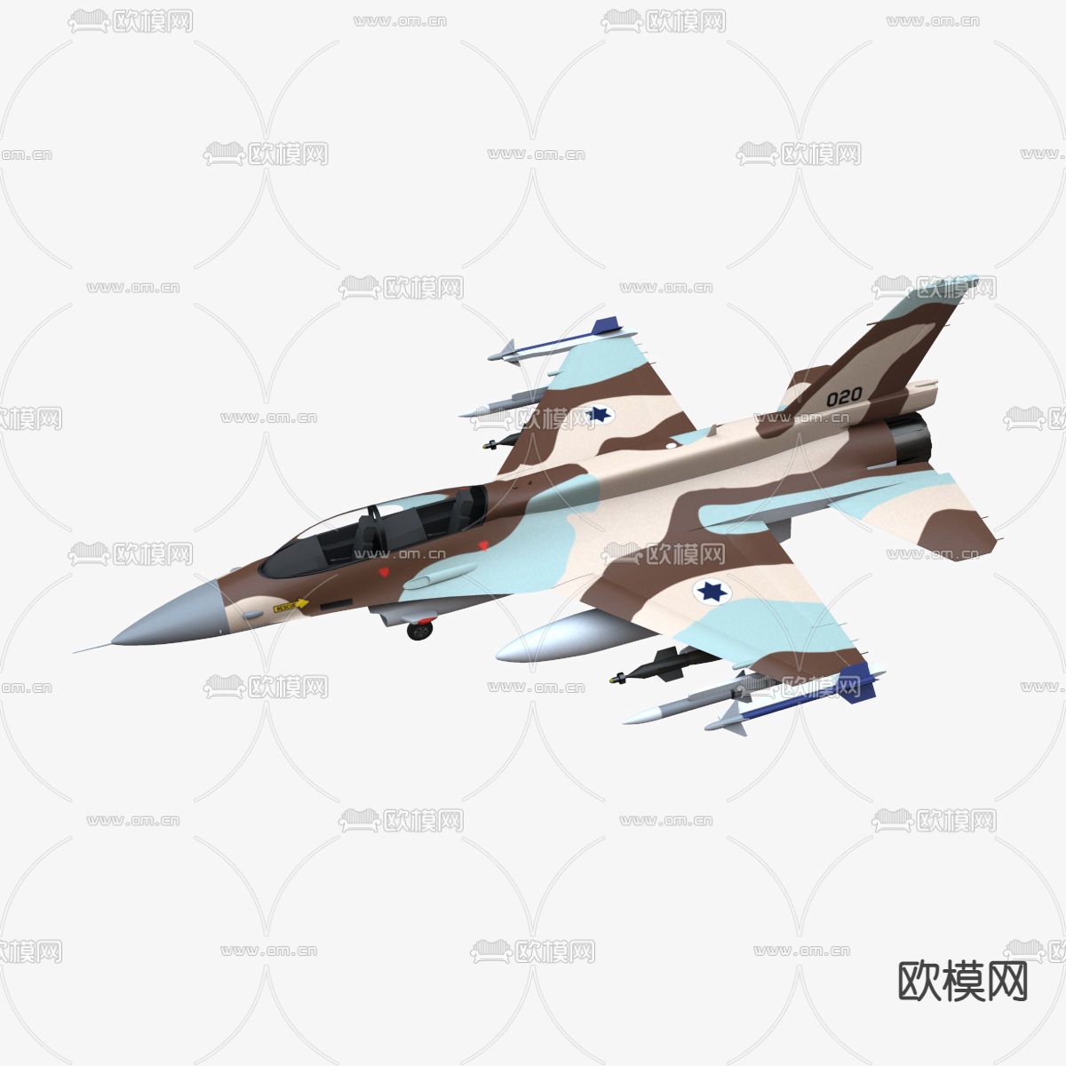 现代F-16D战斗机免费3d模型下载