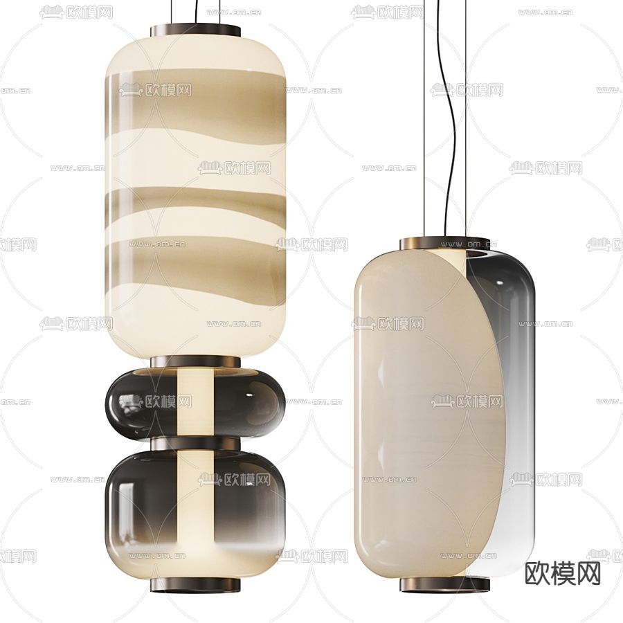 BAXTER 玻璃柱形吊灯3d模型下载（渲染图1）