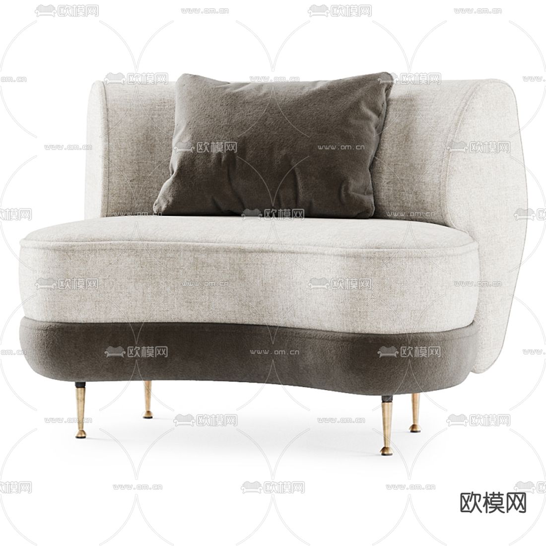 现代布艺单人沙发3d模型下载