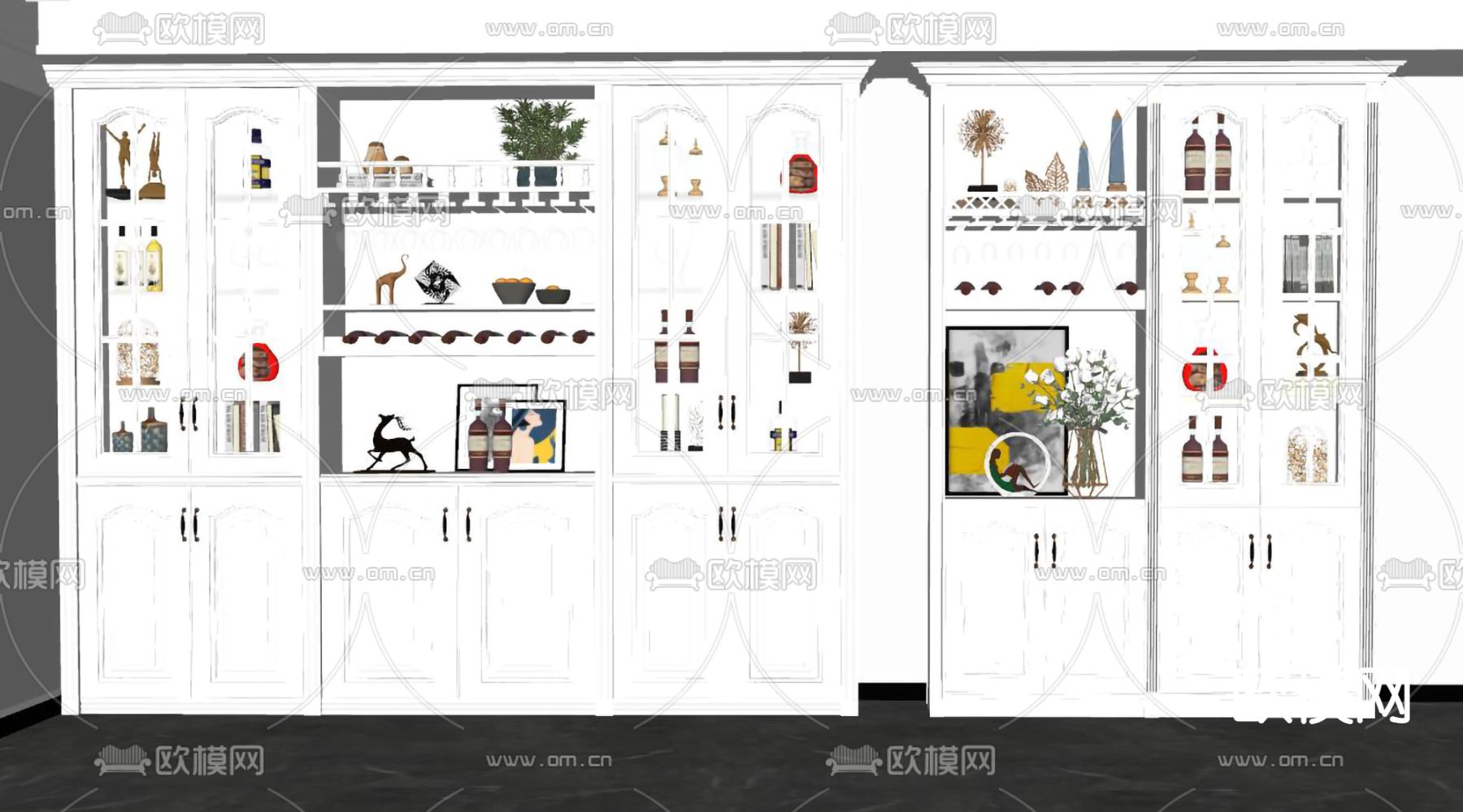 欧式酒柜su模型下载（渲染图2）