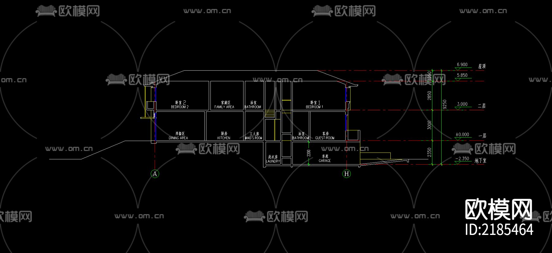 别墅建筑cad施工图-免费3dmax模型库-欧模网