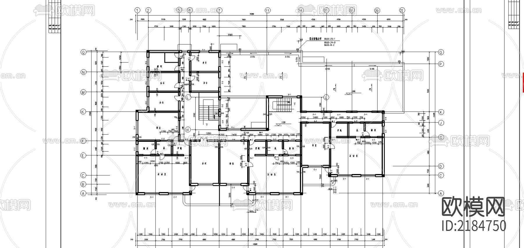 幼儿园建筑cad施工图下载（渲染图1）
