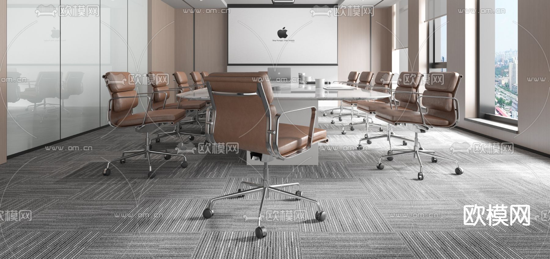 现代会议室3d模型下载（渲染图2）