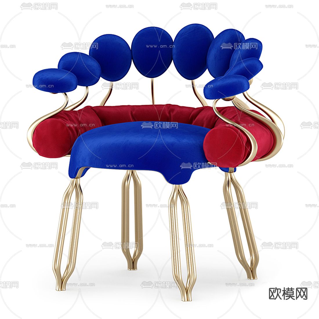 孟菲斯轻奢克莱因蓝休闲椅3d模型下载