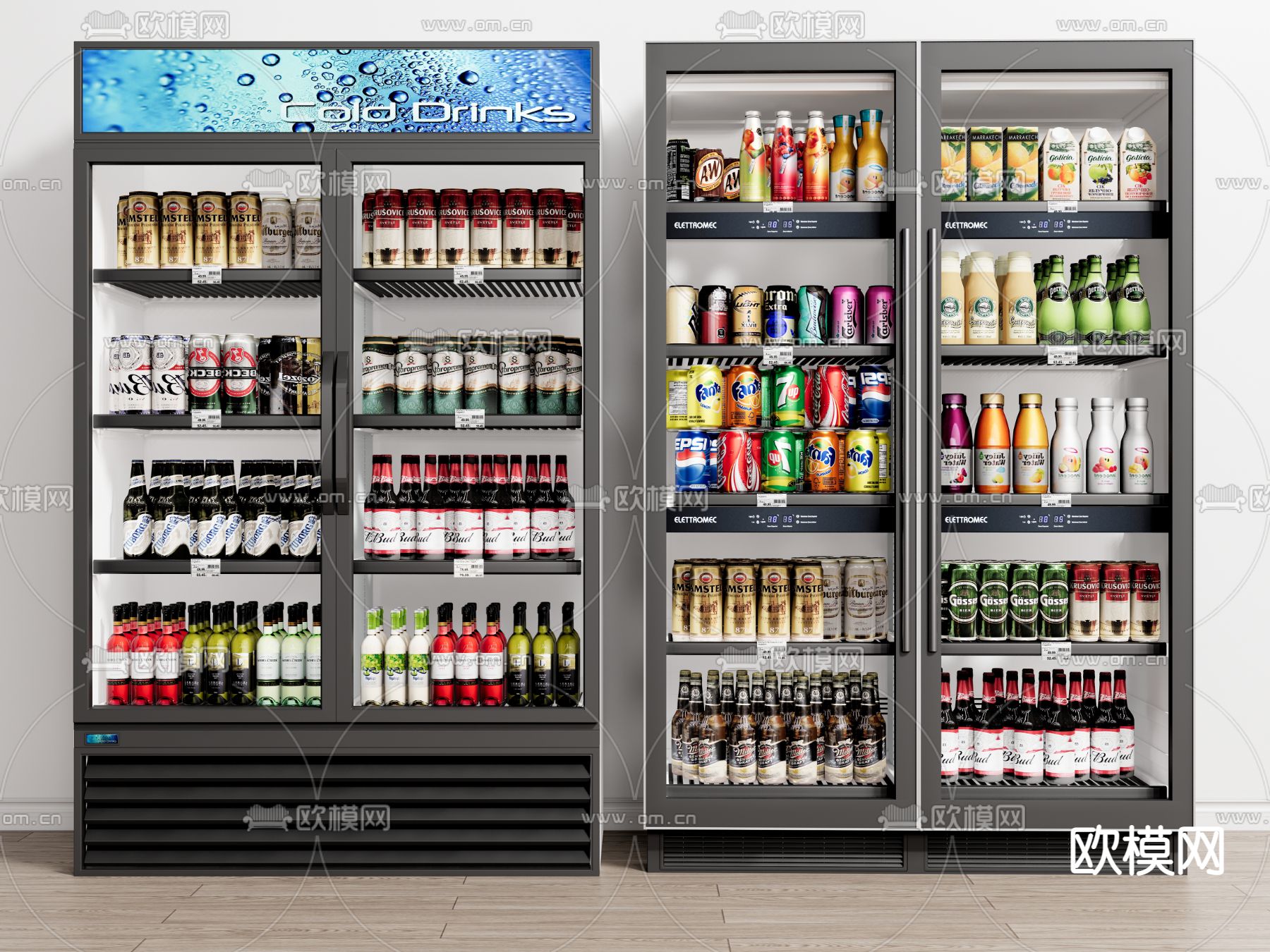 现代冰柜冷藏柜冷饮柜3d模型下载