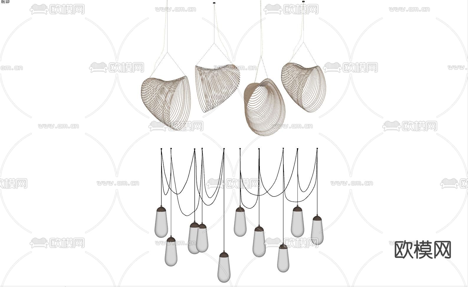 侘寂吊灯su模型下载（渲染图2）