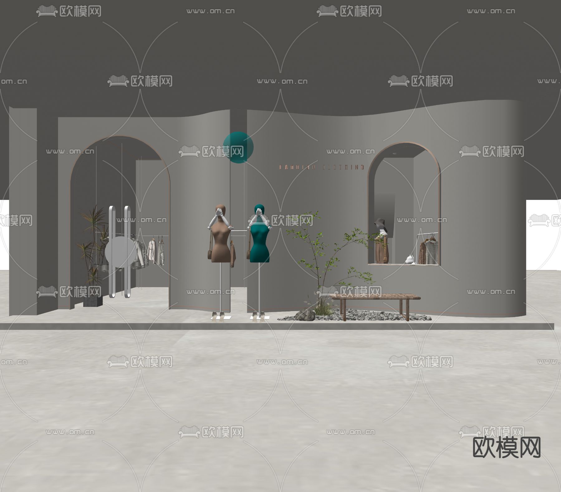 侘寂女装服装店su模型下载（渲染图2）