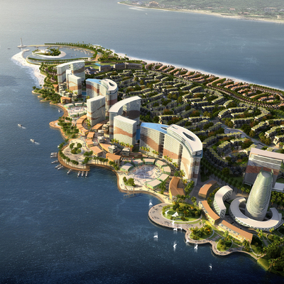  现代酒店鸟瞰su模型 