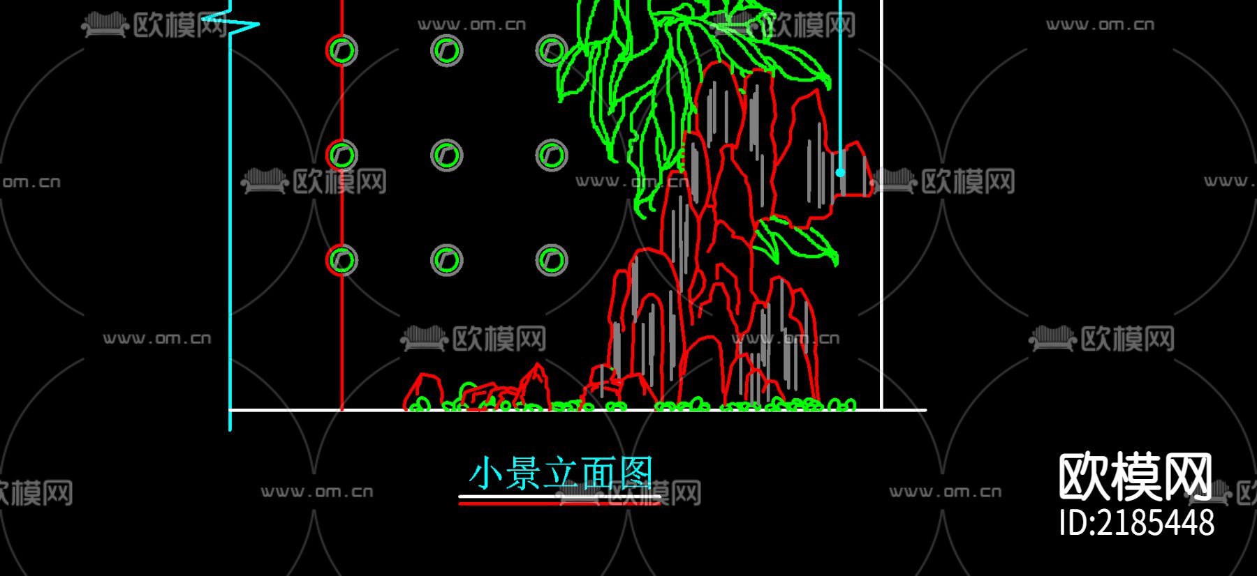 小景平面图立面图下载（渲染图2）