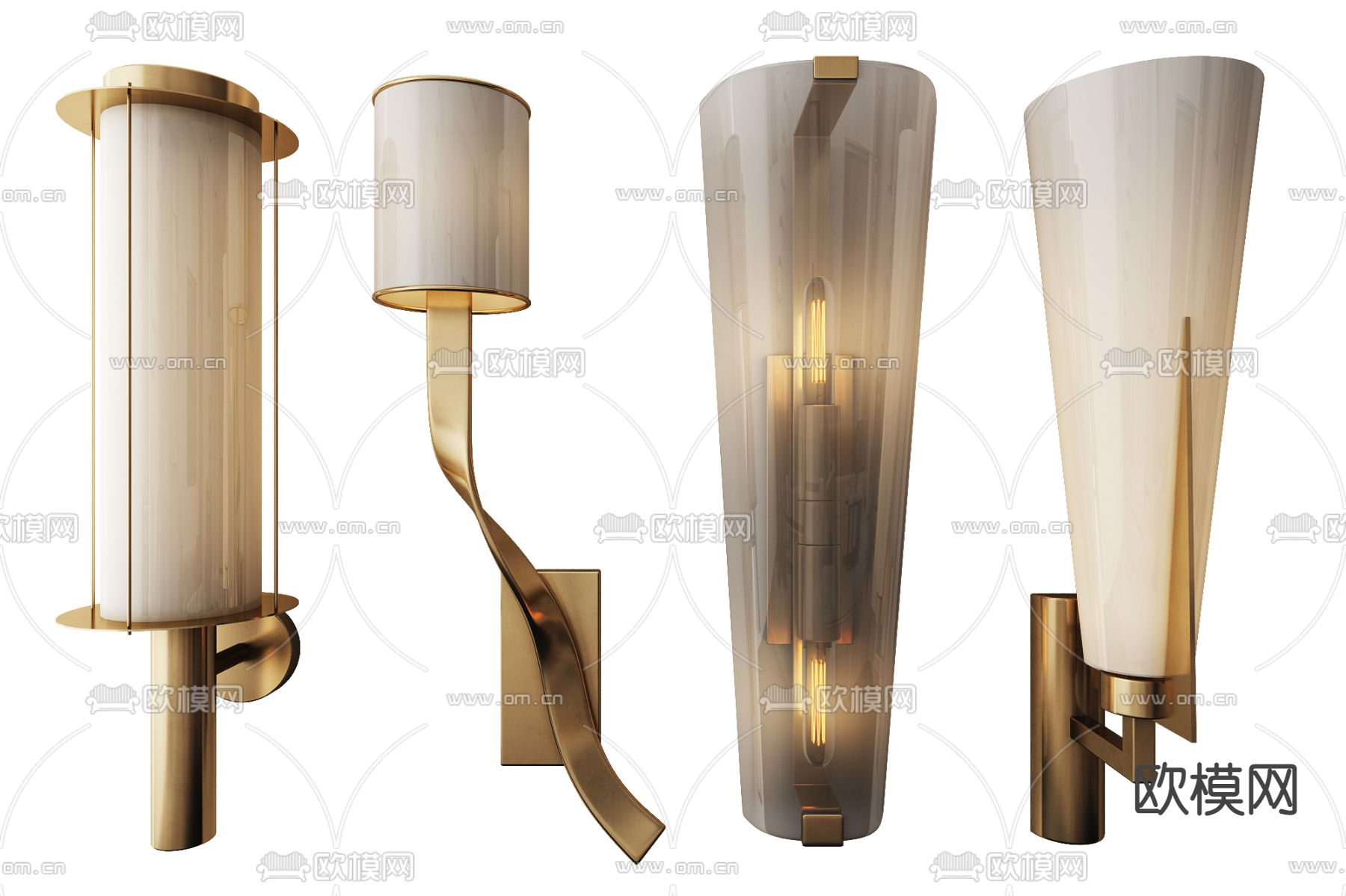 现代轻奢金属壁灯3d模型下载
