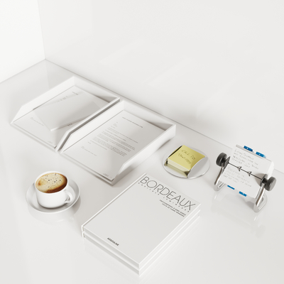  现代文档便签办公摆件su模型 