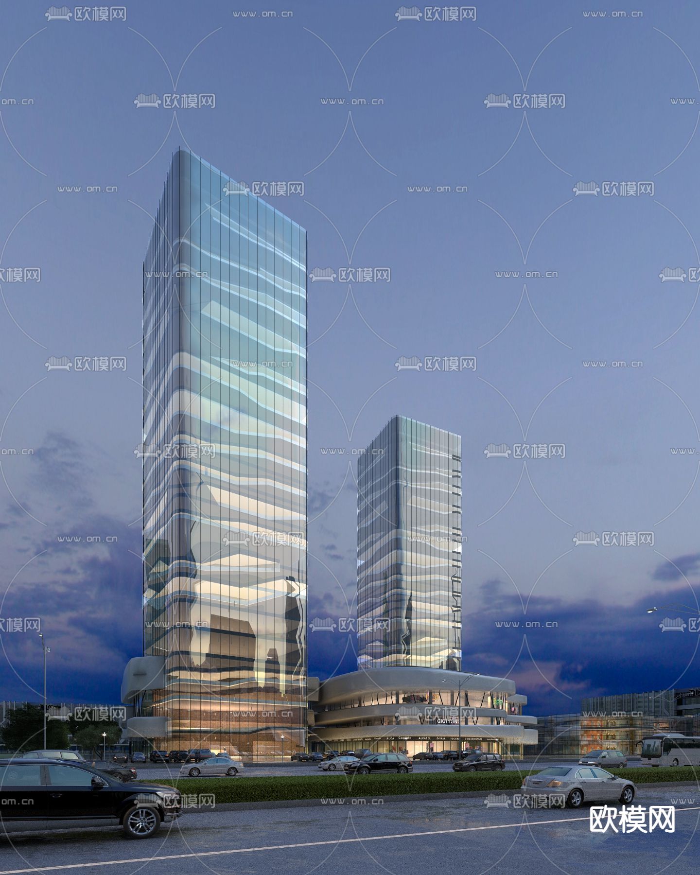 现代高层写字楼外观3d模型下载