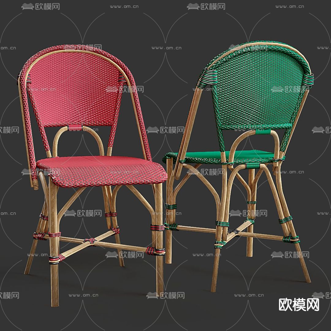 东南亚藤编休闲椅3d模型下载（渲染图1）
