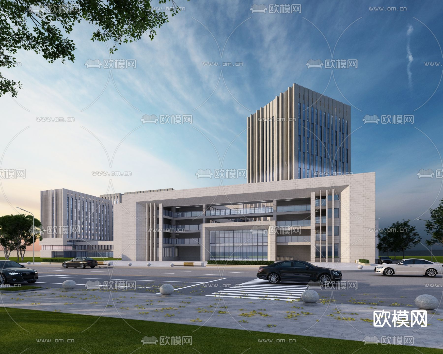 现代办公楼建筑外观3d模型下载