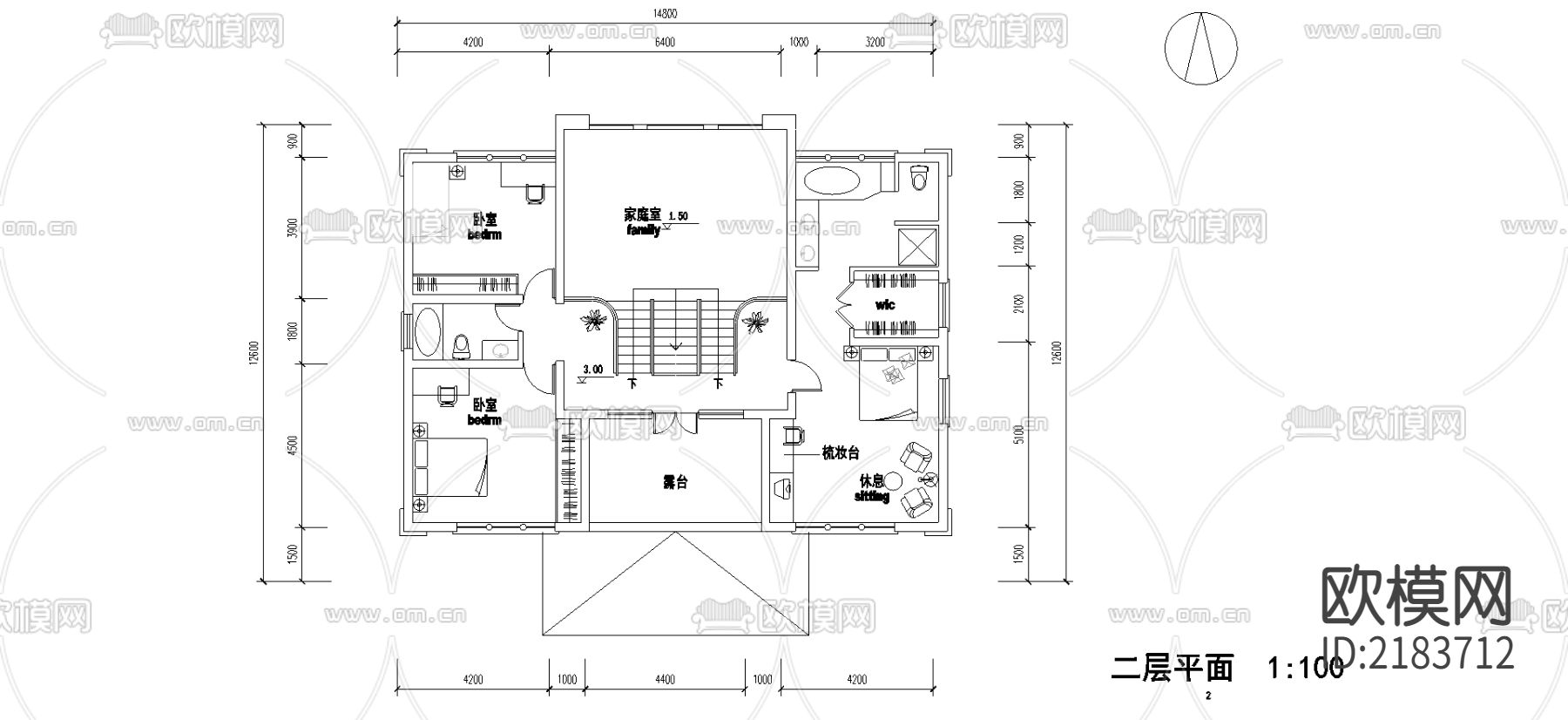 别墅建筑CAD施工图下载（渲染图4）