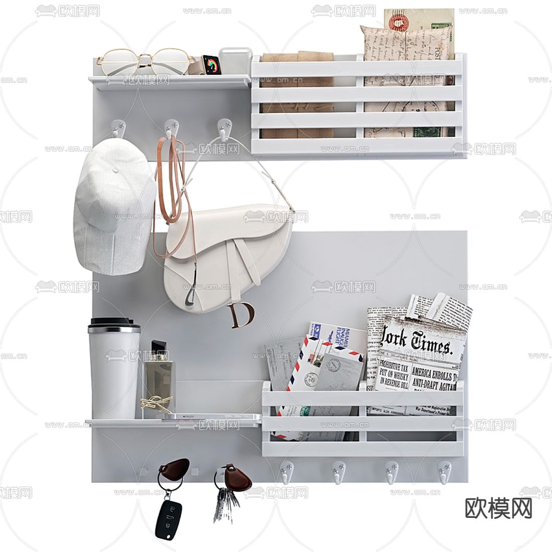 北欧简约壁柜置物架3d模型下载