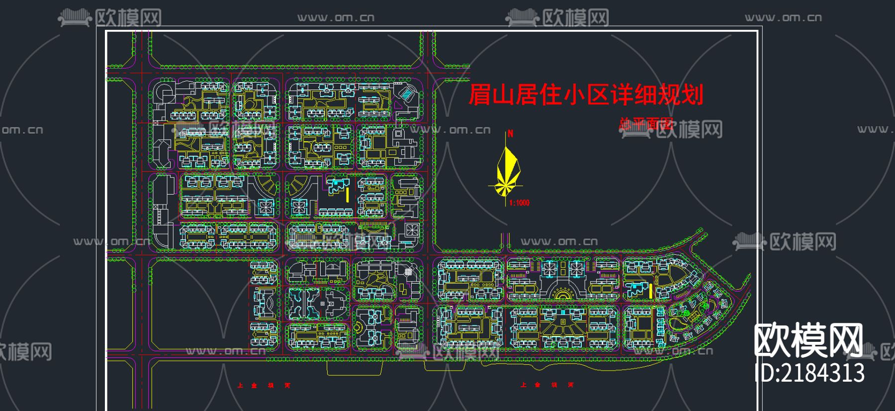 住宅区规划cad施工图下载（渲染图2）