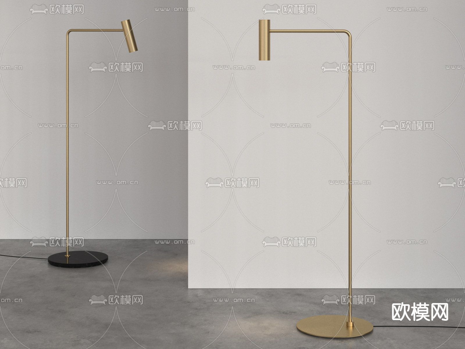现代极简不锈钢落地灯免费3d模型下载