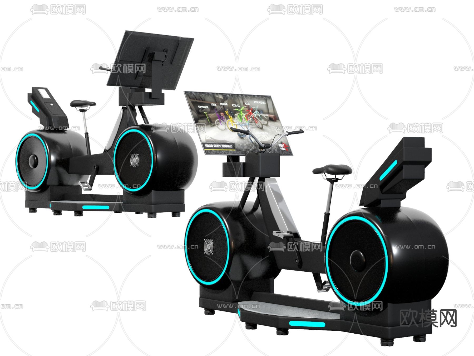 现代动感单车健身器械3d模型下载