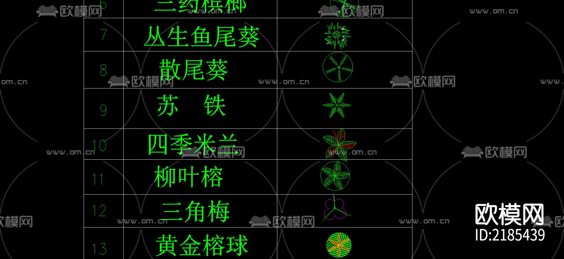 植物绿植CAD图库下载（渲染图3）