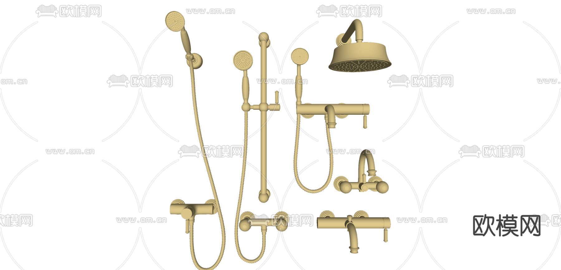 现代水龙头花洒su模型下载