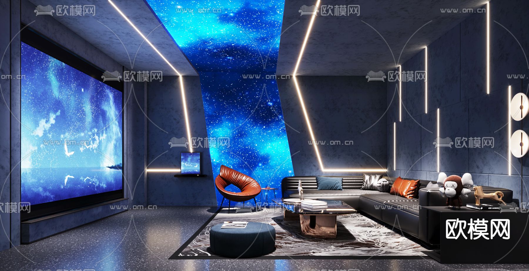 现代星空影音室3d模型下载_ID12021418_3dmax免费模型-欧模网