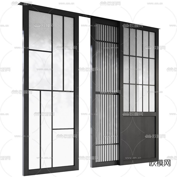 日式实木推拉门3d模型下载(渲染图5)
