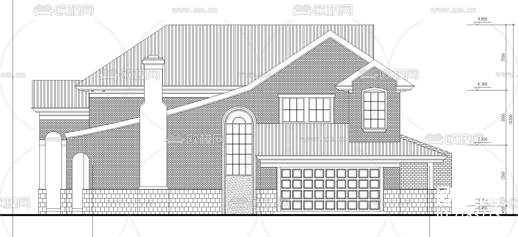 别墅建筑cad施工图下载（渲染图2）