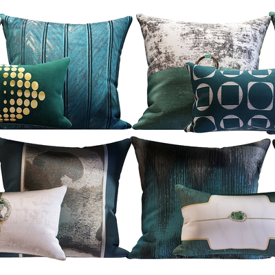  新中式布艺抱枕su模型 