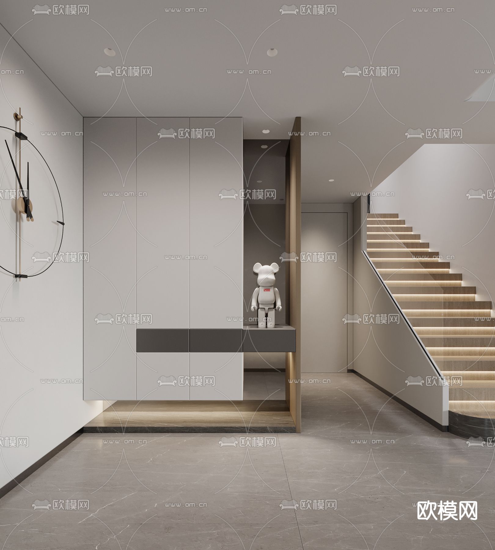 现代奶油风客餐厅3d模型下载（渲染图8）