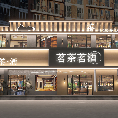 茶楼门头免费3d模型