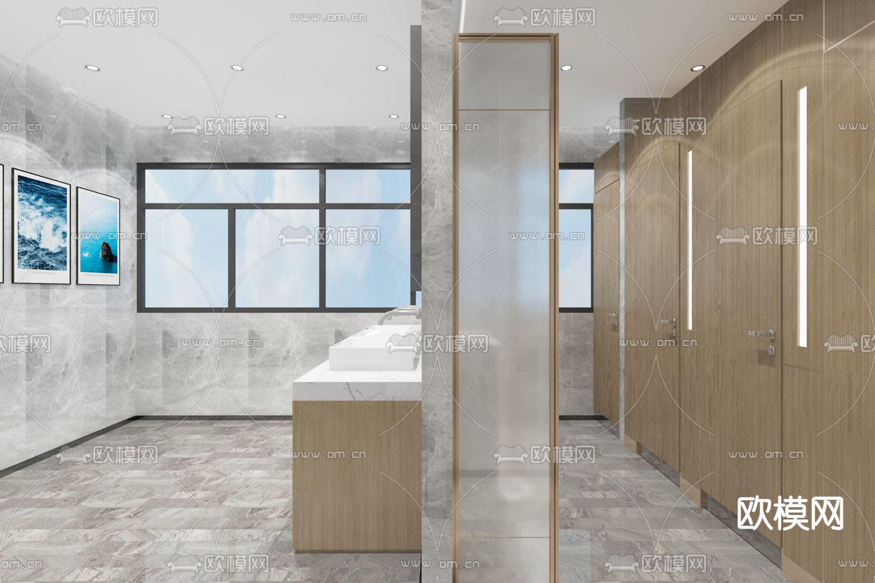 现代公共卫生间免费3d模型下载