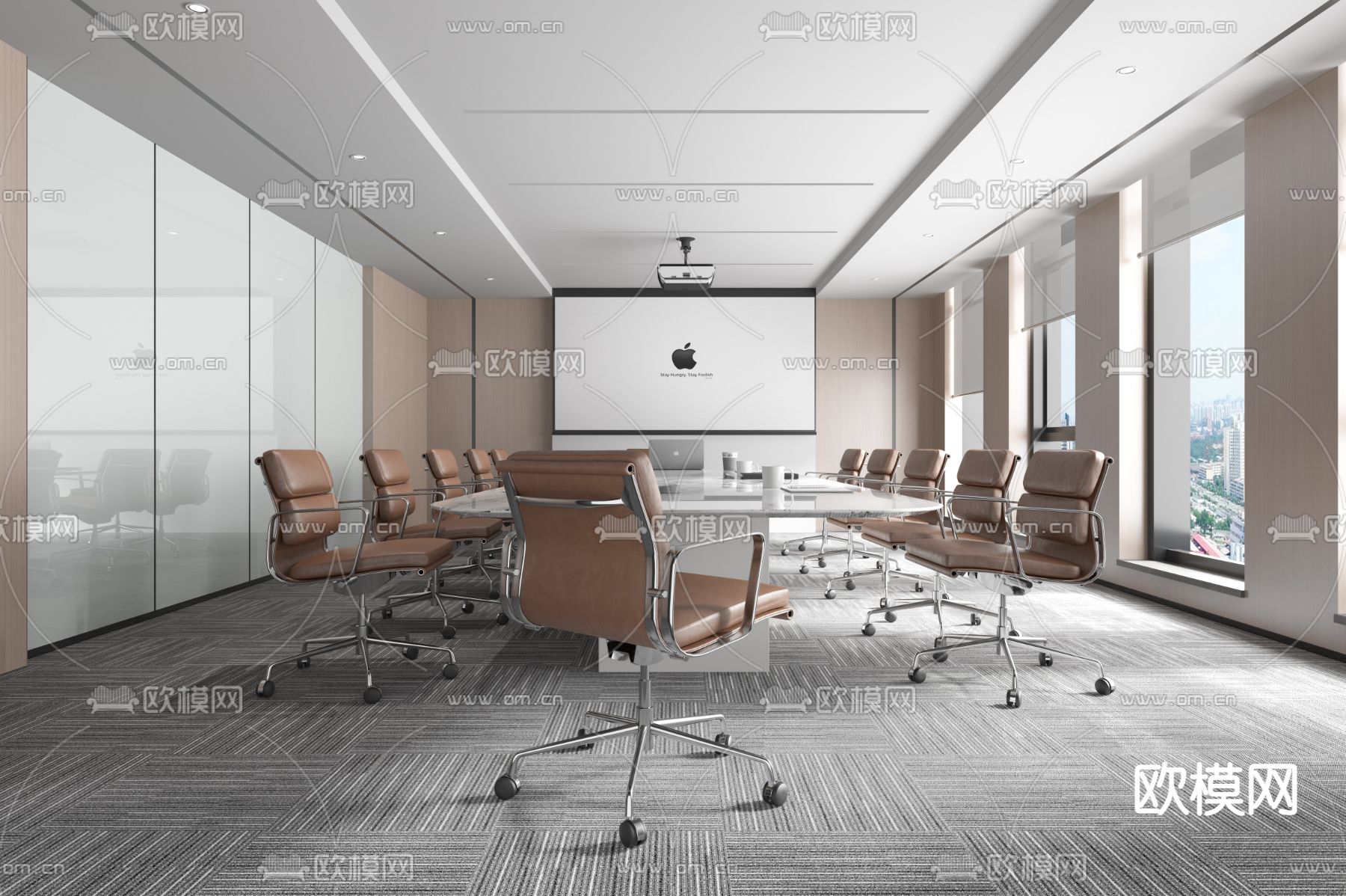 现代会议室3d模型下载（渲染图3）