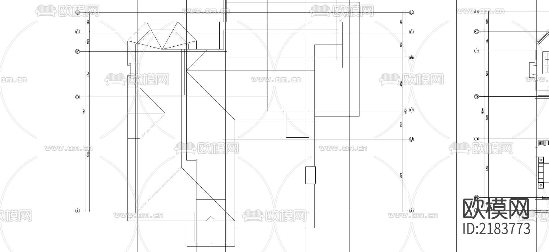 别墅建筑cad施工图下载（渲染图3）