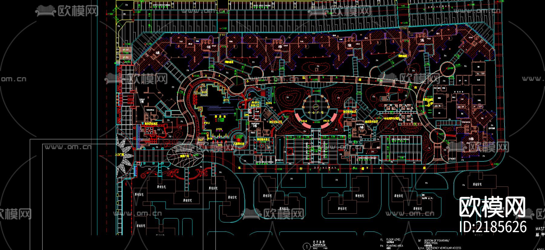 住宅小区规划cad施工图-免费3dmax模型库-欧模网