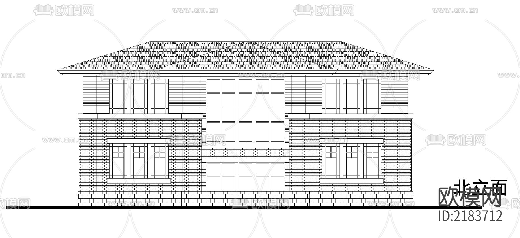别墅建筑CAD施工图下载（渲染图2）