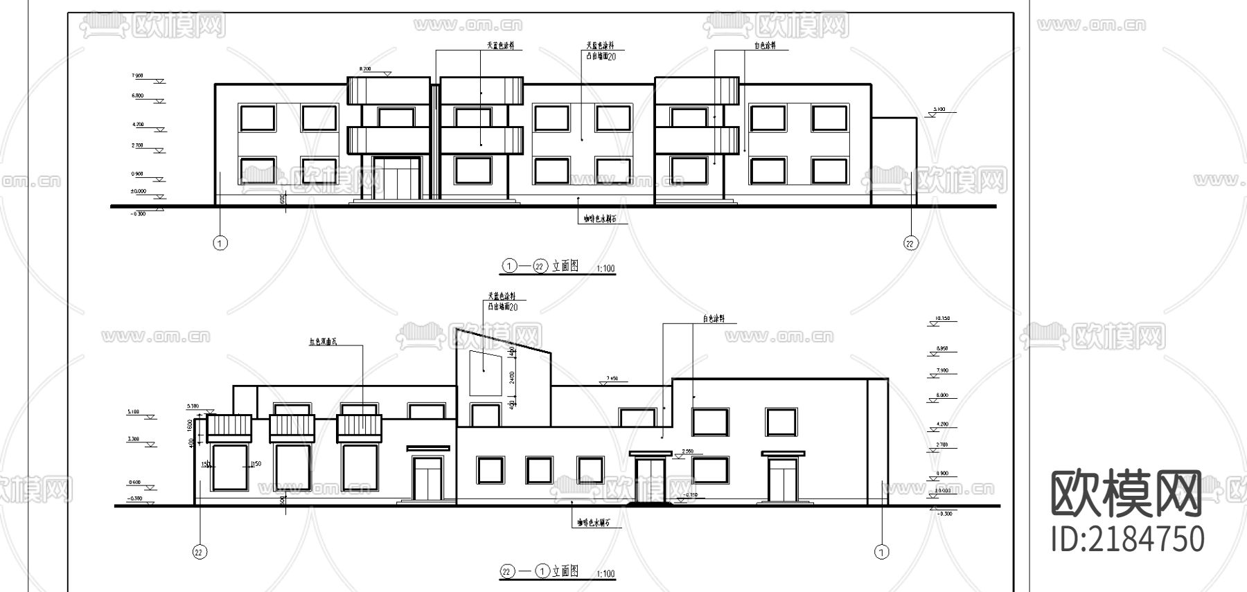 幼儿园建筑cad施工图下载（渲染图5）