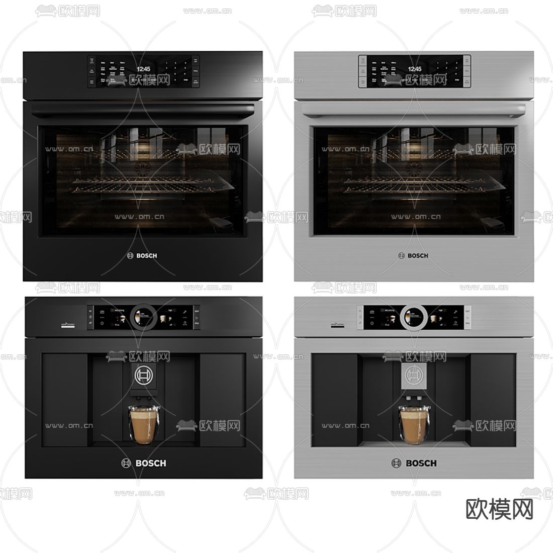 现代烤箱咖啡机3d模型下载（渲染图2）