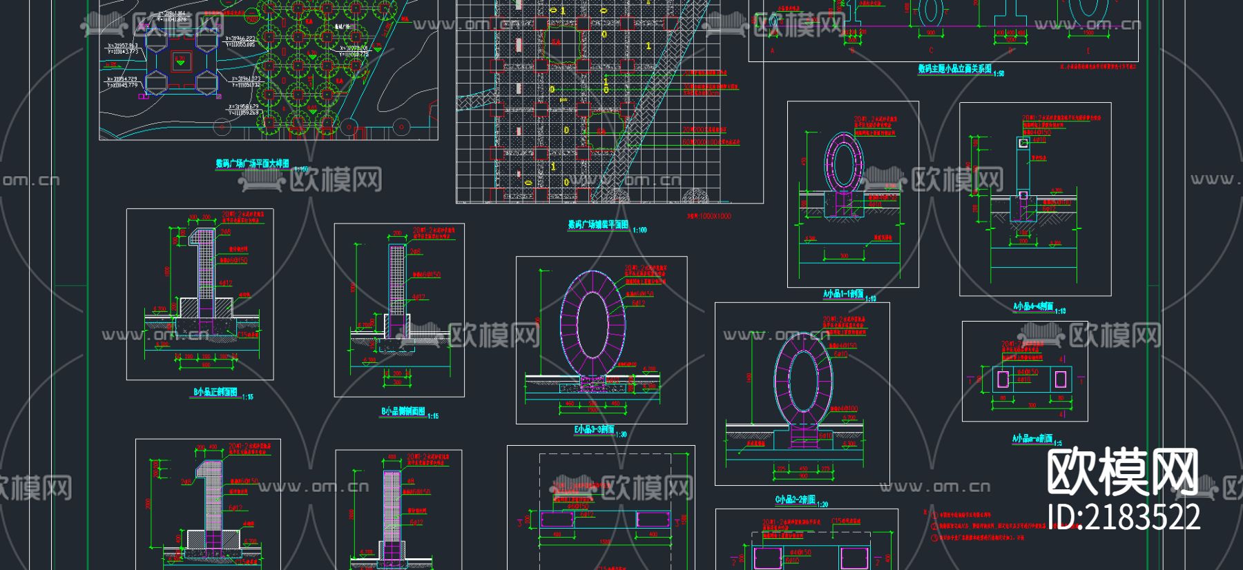 数码广场大样图CAD施工图-免费3dmax模型库-欧模网