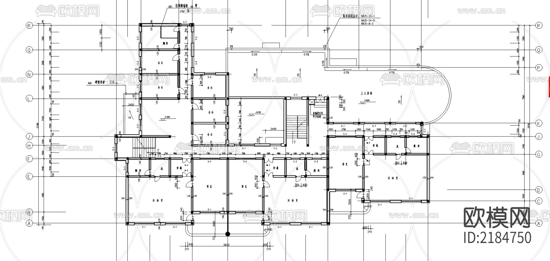 幼儿园建筑cad施工图下载（渲染图3）