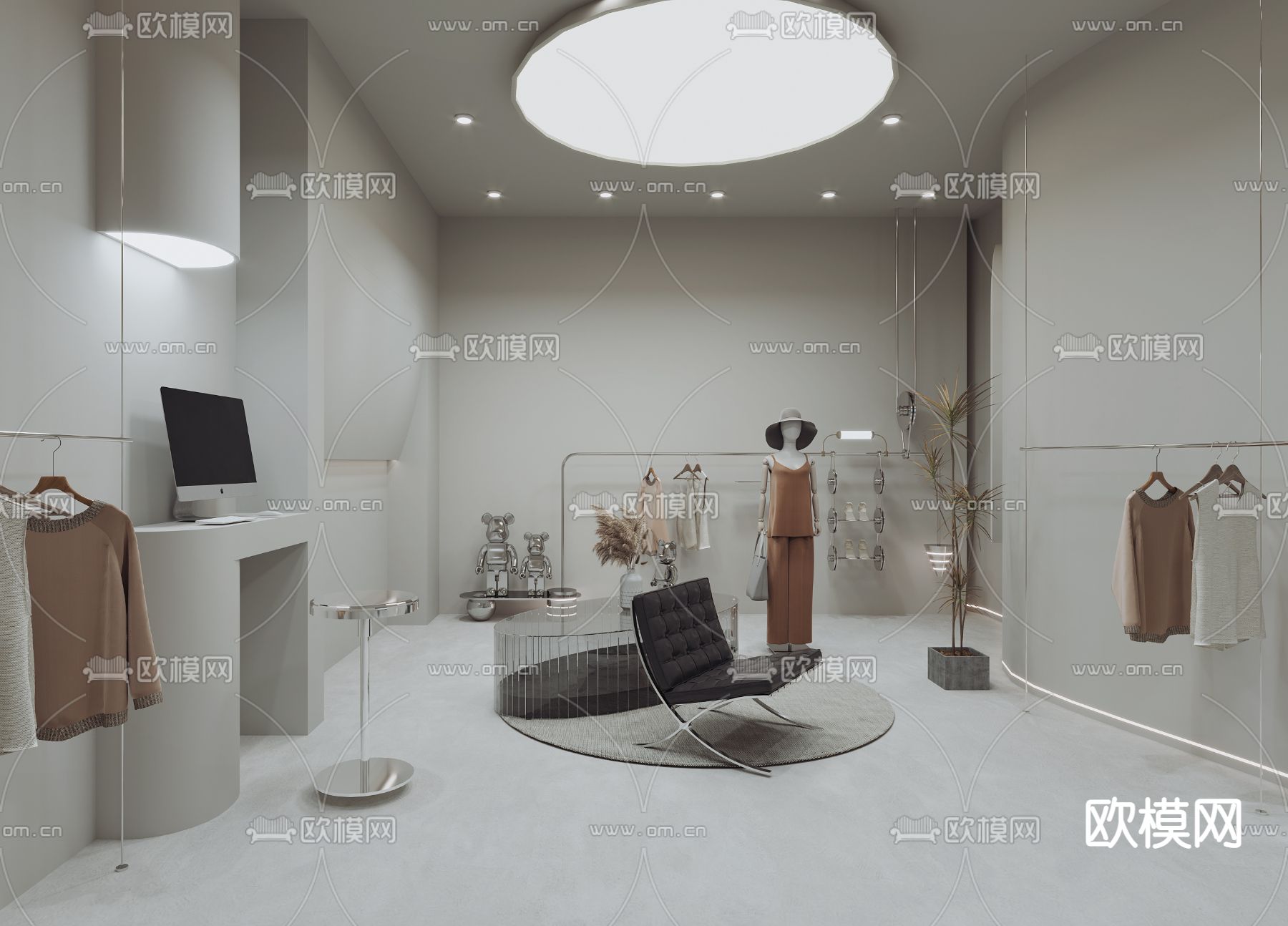 侘寂女装服装店su模型下载（渲染图3）