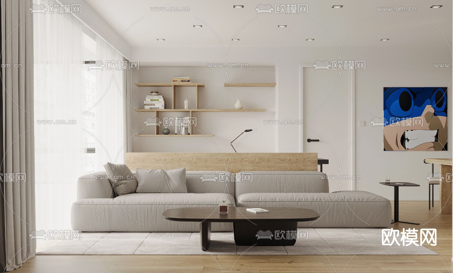 北欧客厅餐厅3d模型下载（渲染图1）