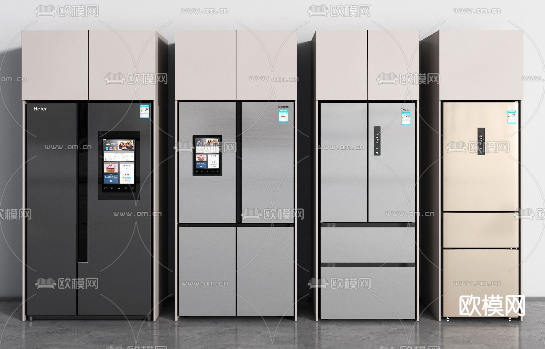 智能双门冰箱3d模型下载