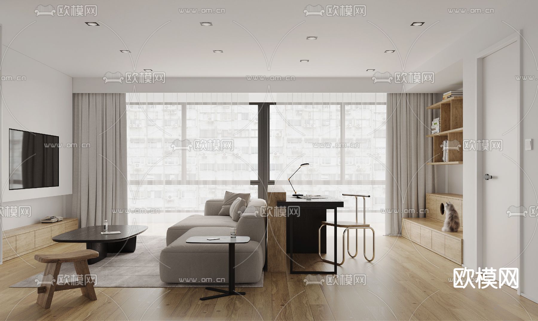 北欧客厅餐厅3d模型下载（渲染图4）
