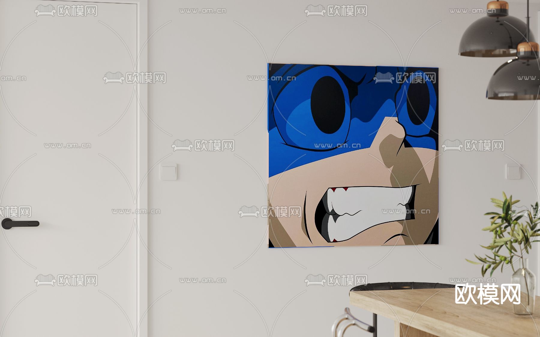 北欧客厅餐厅3d模型下载（渲染图3）