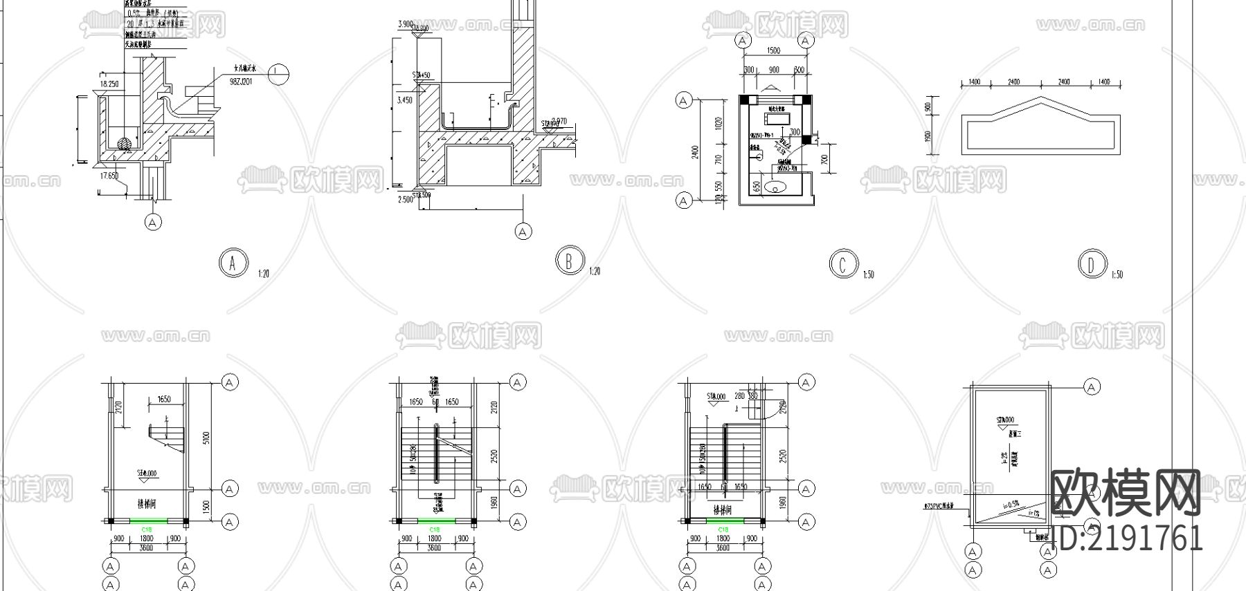 现代学生公寓cad施工图下载（渲染图3）