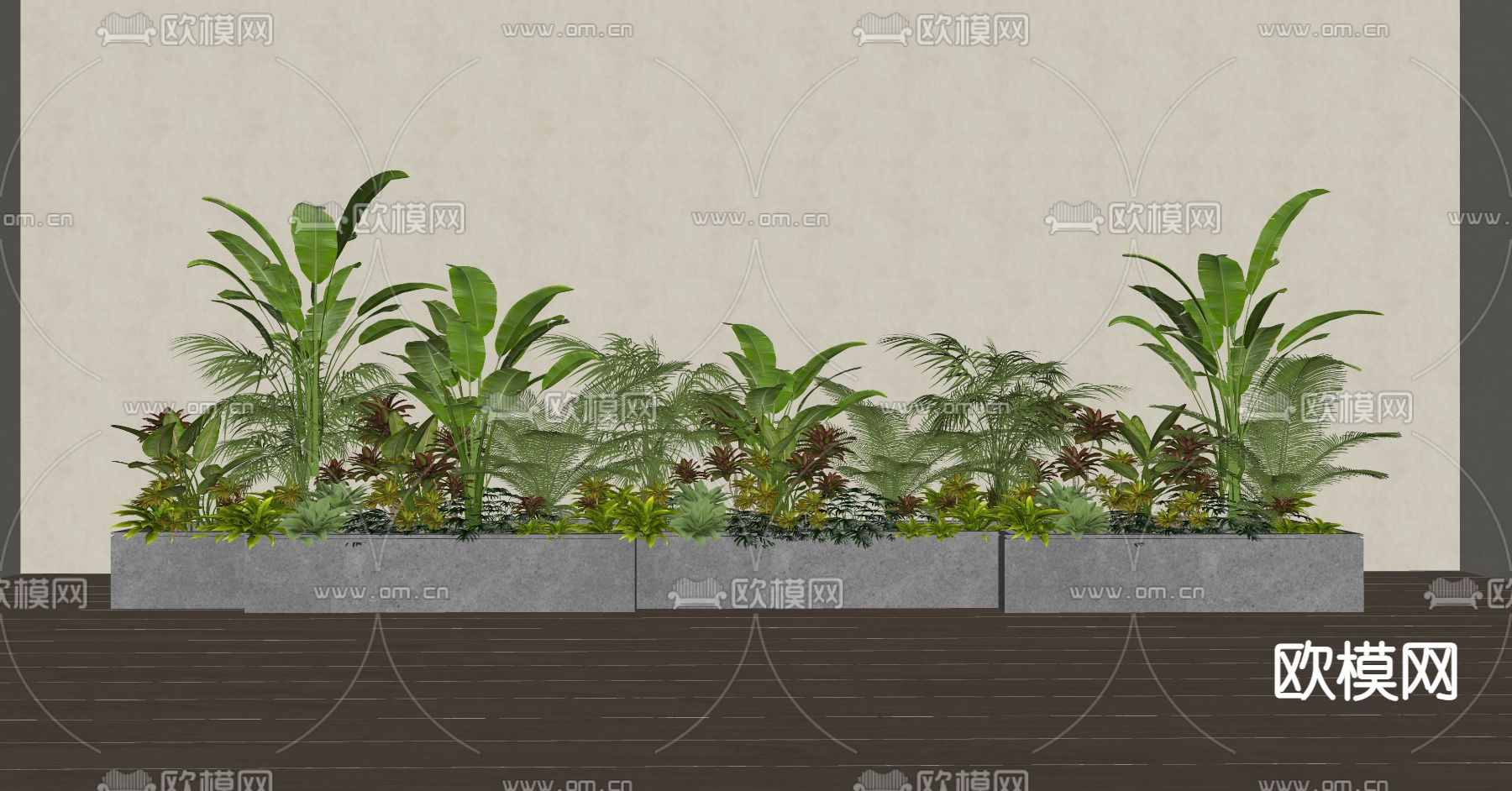 现代绿植堆su模型下载（渲染图2）
