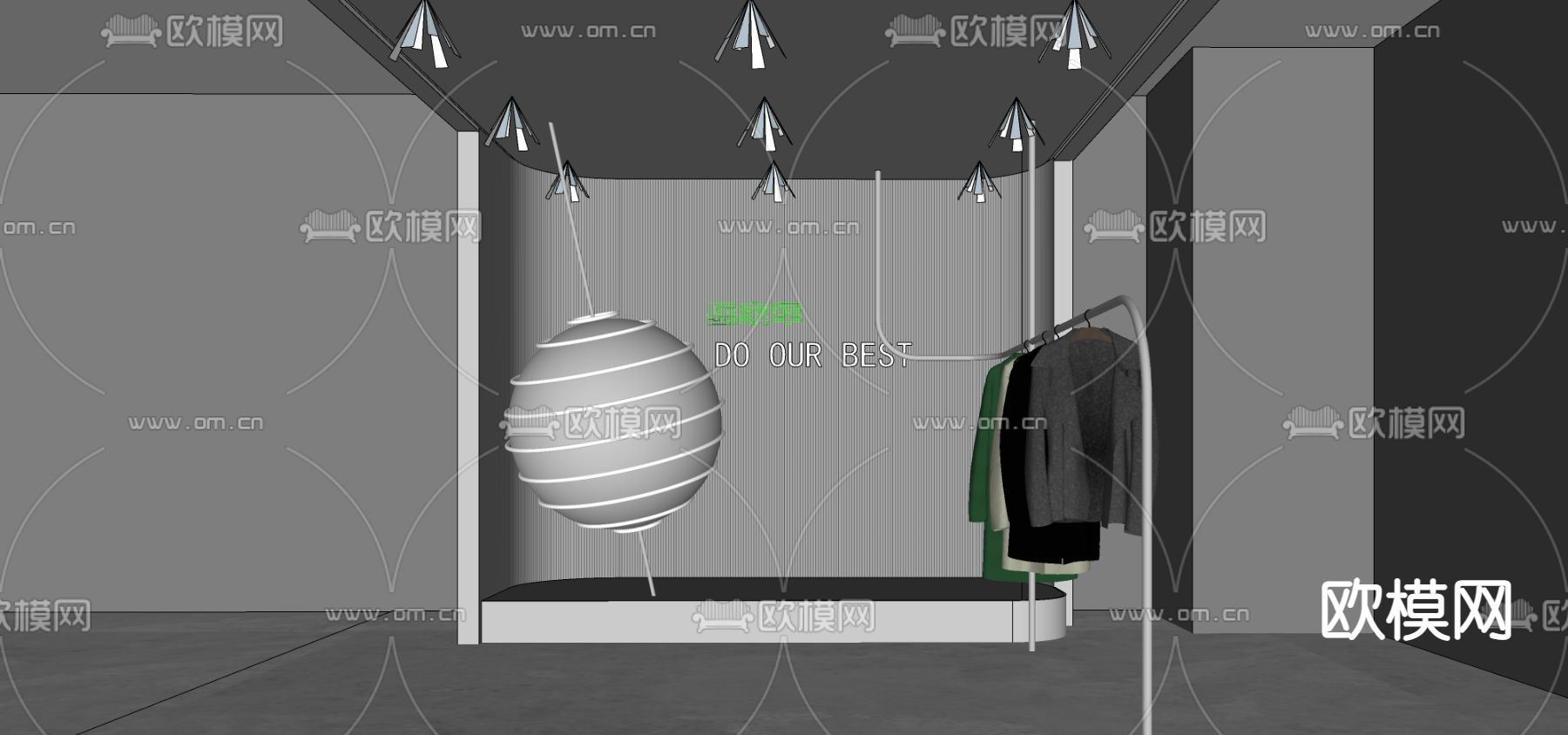 现代直播间su模型下载（渲染图2）