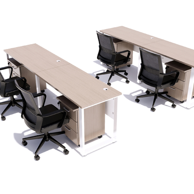  现代屏风卡位员工办公桌su模型 